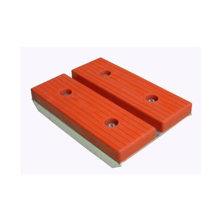 Ensemble patin double rouge MECANOREM 300 x 100mm  - Vente accessoires remorques en ligne