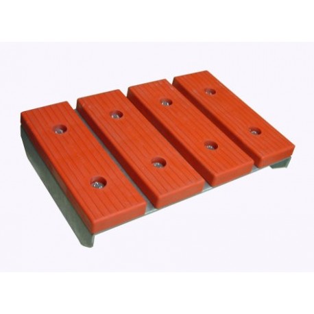 Ensemble patin quadruple rouge MECANOREM 300 x 100mm  - Vente accessoires remorques en ligne