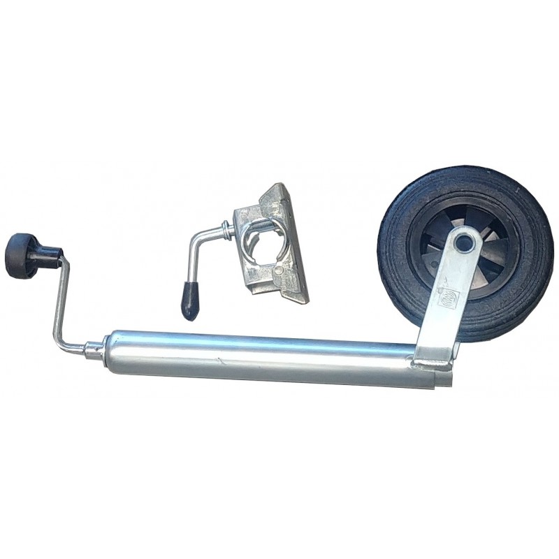 Roue Jockey 48 Mm Pour Remorque - Galet 200x50 Mm, Acier Galvanisé, Hauteur Réglable 230 Mm, Charge 150 Kg