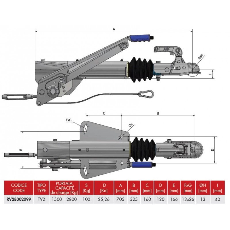 Crochet d'attelage complet GSM GKN FAD RF5 Accessoires Remorques