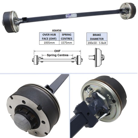 Essieu complet pour remorque IFOR WILLIAMS GD5 équipé de roues 650R16  - Vente accessoires remorques en ligne