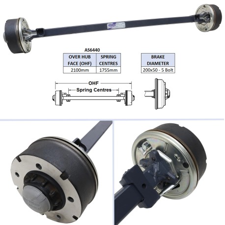Essieu complet pour remorques IFOR WILLIAMS LM1*7 et CT167 triple essieux  - Vente accessoires remorques en ligne
