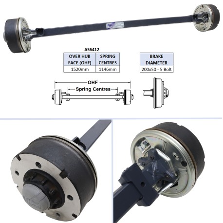 Essieu complet pour remorques IFOR WILLIAMS LM105G et LM125G  - Vente accessoires remorques en ligne